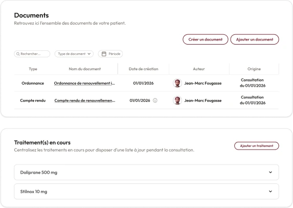Documents et traitements en cours du patient centralisés dans Hellocare