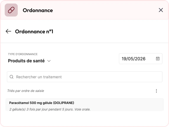 Interface de prescription Synapse intégrée à Hellocare